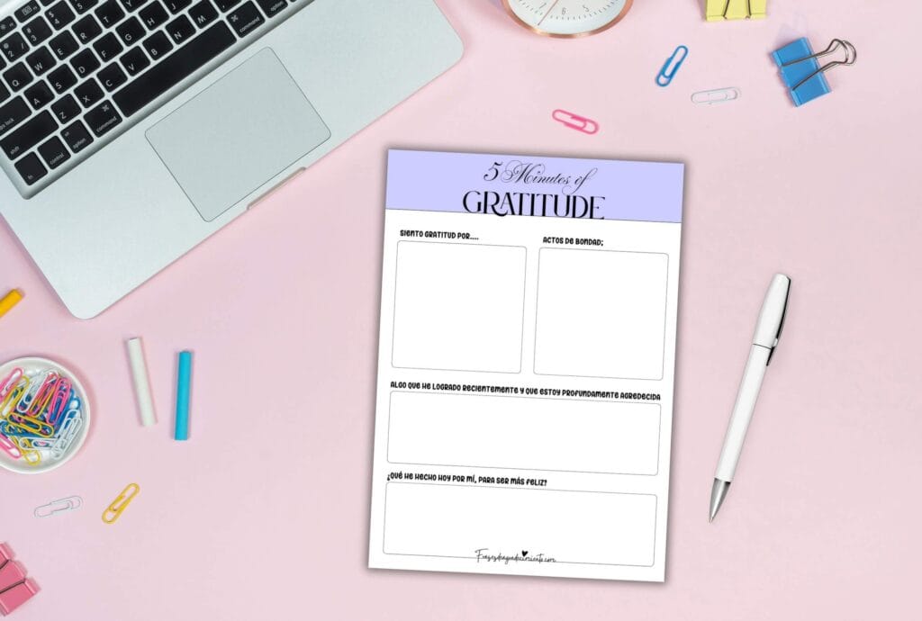 diarios de gratitud de 5 minutos para imprimir gratis